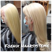 Toupet, Echthaar, Folientoupet, Blonde Haare, 40cm Haarl&auml;nge